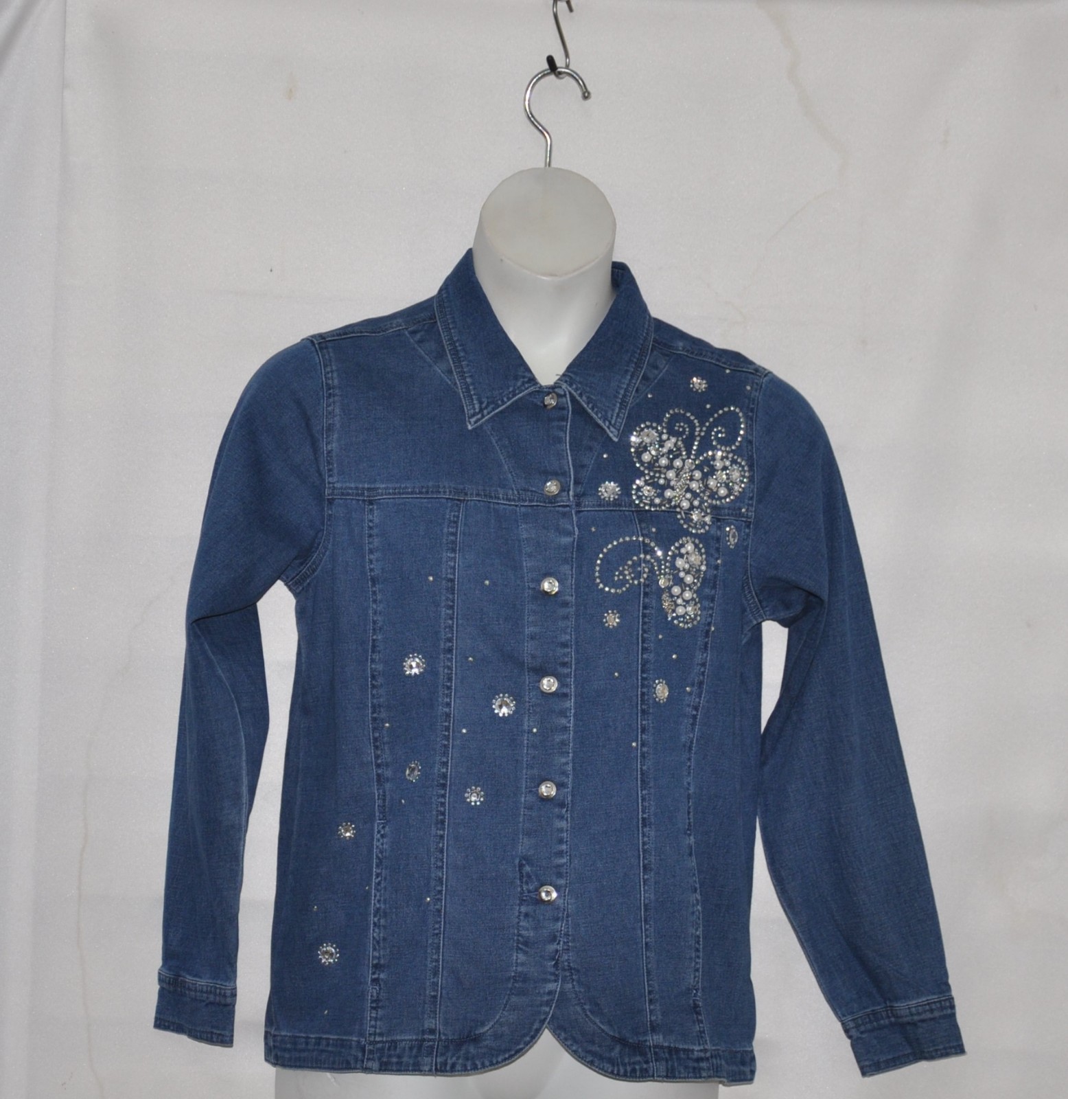 Quacker Factory Sparkle & Shine Motif Jeanne Jacket Size M Denim