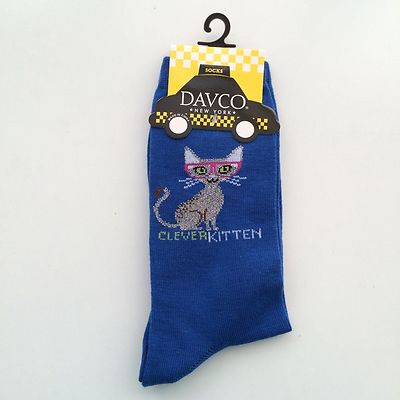DAVCO ''Clever Kitten'' Novelty Ankle Socks, Size: 9-11