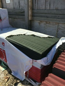 50 x green mini onduline bitumen roof sheets, dusty