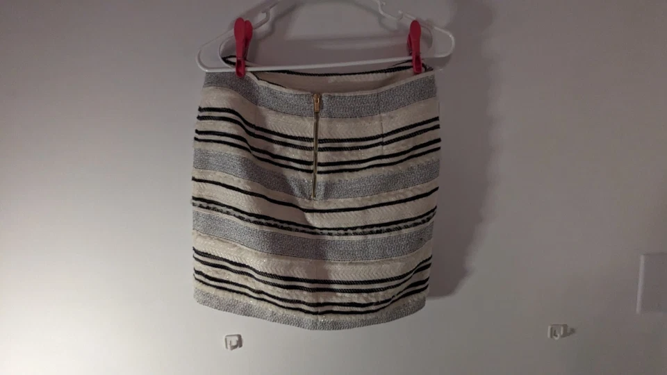 Saia curta mistura de lã FRM UK nova com etiquetas envoltório falso malha creme luxo silencioso EUA TAMANHO 8 - Imagem 3 de 4