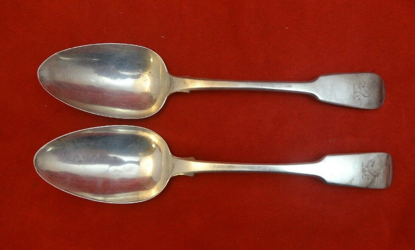 Pair of Sterling Silver Serving Spoons London by Robert Rutland in 1814