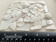 R121 Genuine Surf Tumbled Sea Glass/Clear Snow-Frosted Beach Glass 4oz Approx.
