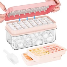 64 Grids Ice Cube Tray with Lid Party Bar Ice Cube Maker Mould Ice Storage Box