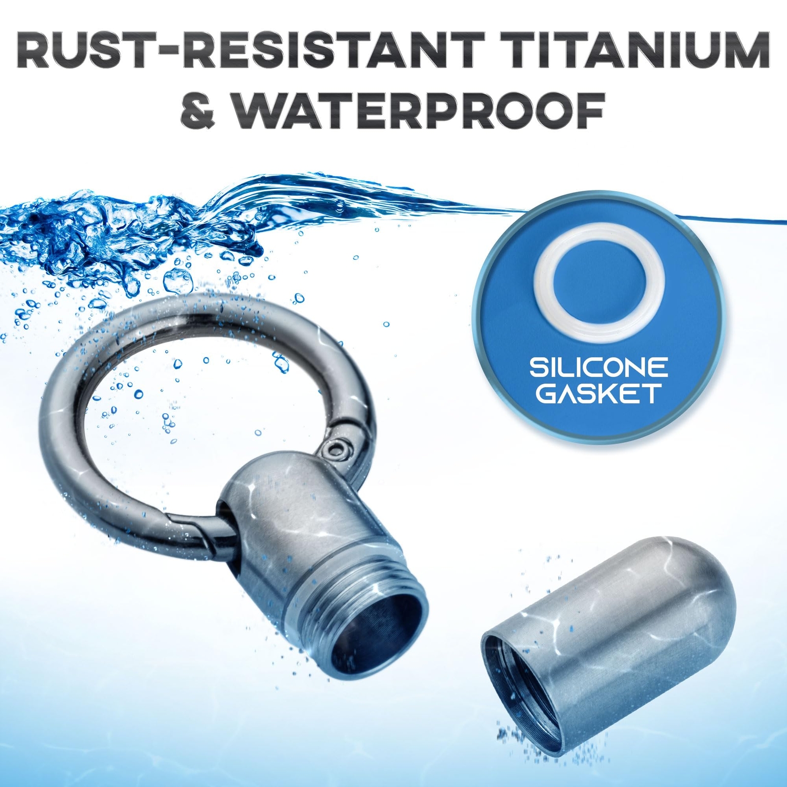 Titanium Keychain Pill Holder, Small Waterproof Pill Case Container