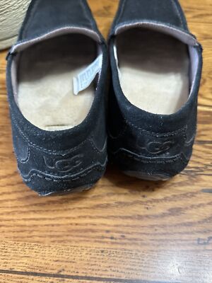 UGG Slippers Mens 10 Shearling Slip On Flats Black Suede 