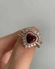 3.30Ct Heart Cut Lab Created Garnet Trio Set Wedding Ring 14K Rose Gold Plated