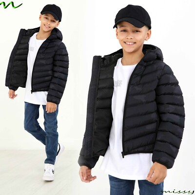 NEU JUNGEN MÄNTEL KINDER BACK TO SCHOOL KAPUZE PARKA JACKE WINTER WARM MANTEL GR.7-13
