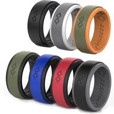 Silicon Rings for Men by Rinfit. Soft&Durable Wedding Band - 7pcs set Rinfit-Air