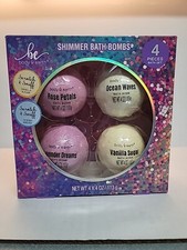 Body And Earth Shimmer Bath Bomb Set Vanilla Sugar Ocean Wave Rose Petal