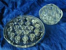 Pair of Glass Flower Frogs 19 Holes 5"  France Domed 7 Holes 3"
