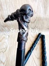 Antique Style Brass Skull Head Handle Wooden Walking Stick Cane Handmade Gift