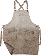 Denim Chef Apron for Women with Pockets, Jean Waitress Server Kitchen Apron for