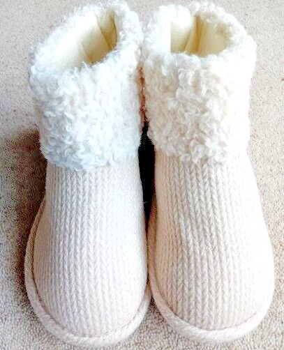 SAOLA Totes Ciabatta Stivaletti Donna Isotoner Suola Comfort Crema Maglia Taglia 4 7 Nuova