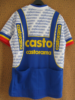 Maillot Cycliste Vintage Castorama Années 80 Par Nalini - Bleu, Taille 5/XL, Oldschool