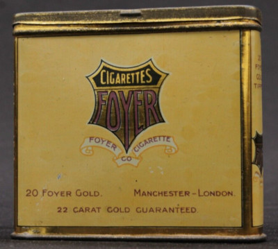 Alte Selten Blechdose Foyer Gold 20 Zigaretten Cigarettes Tin Manchester London