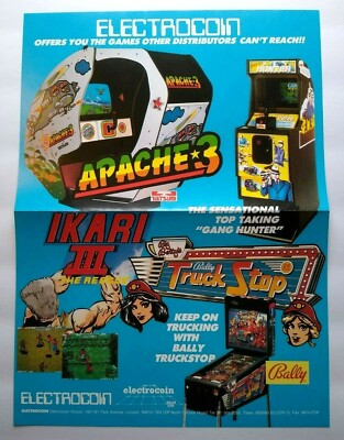Truck Stop Pinball FLYER Apache 3 Ikari III Arcade Electrocoin Art Print 