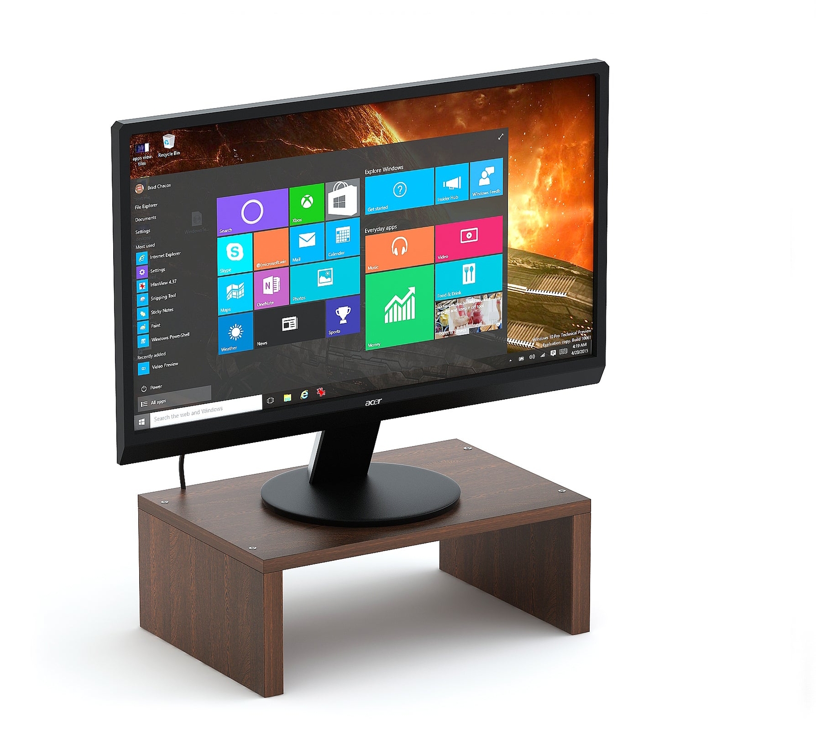 Eco-Friendly Wooden Monitor Stand Protects Desks and Fits All Computers-image