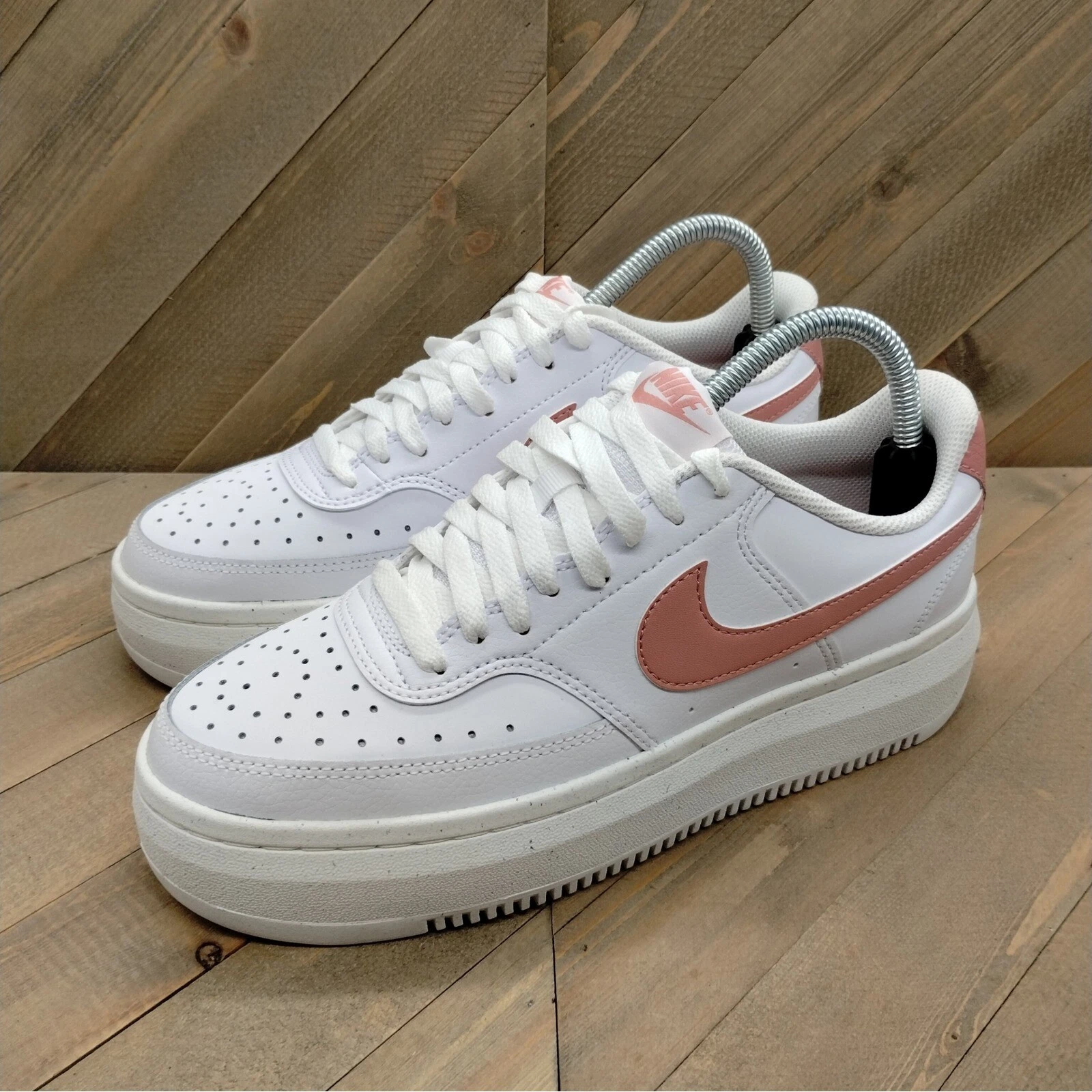 Scarpe Nike Court Vision Alta casual platform donna taglia 9 bianco rosa sneakers