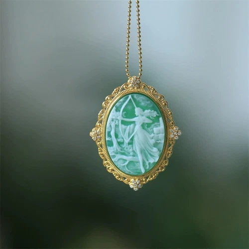 Antik Stil Kamee Anhänger Brosche versilbert Vintage Halskette Schmuck Geschenk - Bild 4 von 5