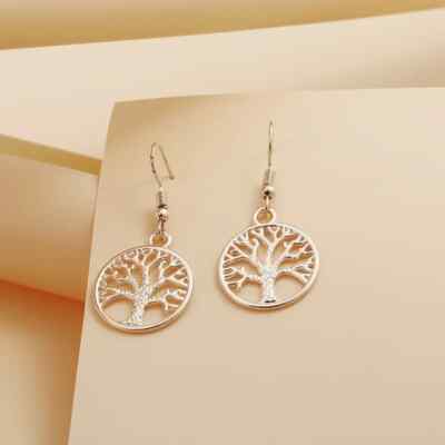 Exquisite Golden Tree of Life Earrings Zinc Alloy  Sexy  Vintage Style Daily