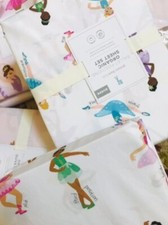 Pottery Barn Ballet Positions Sheet Set Queen Pink Blue Girls Dancer 4p Kids