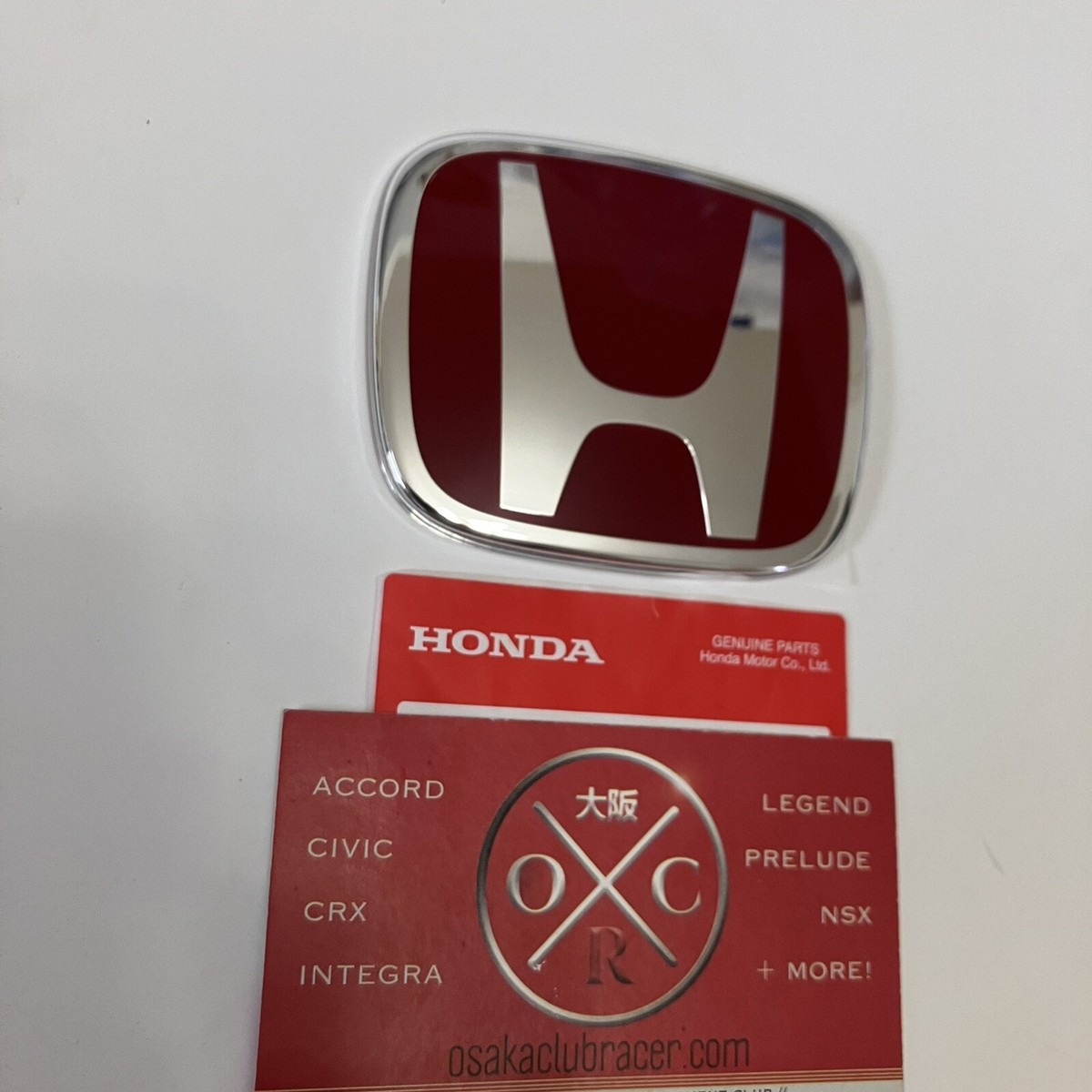 Genuine OEM 02-05 Honda NSX-R Front Bumper Emblem Red Badge Logo