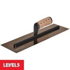 Level5 Gl&auml;tt- Gipserkelle16" EStahl Leder Griff 120x406x0,7 flache Klinge 4-963