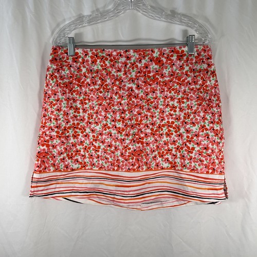 Lady Hagen Golf Skort Women's 10 White Pink Floral Zip Back Pockets Lined Skirt