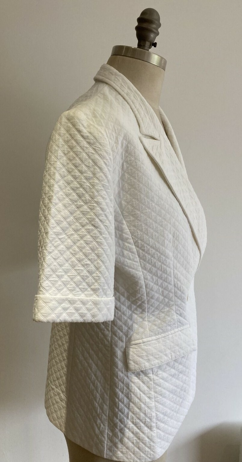 VINTAGE 1970s/80s Rodier Paris Double Breasted White Jacket, Size 18" pit to pit 6