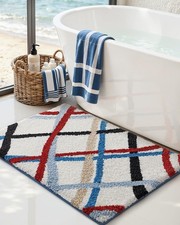 DEXI Striped Bath Mats for Bathroom 36x24, Washable Absorbent Bathroom Rugs with