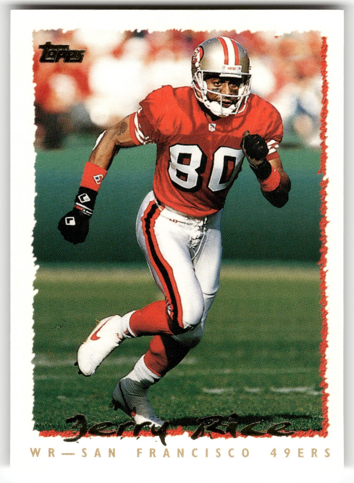 Jerry Rice #220 Football Cards 1995 Topps trading card — raw and PSA graded price guide