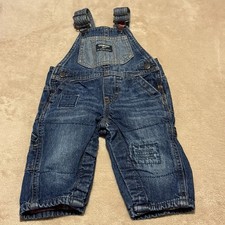 Oshkosh B  Gosh Carpenter Baby Bib Overalls 6 Months Patchwork Distressed Denim