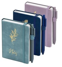 3 Pack Pocket Journaling Notebooks, A6 Small Deep Blue Aegean Blue Smoky Purple