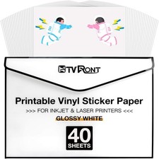 Printable Vinyl for Inkjet Printer  Laser Printer - 40 Pcs Glossy White Wate...