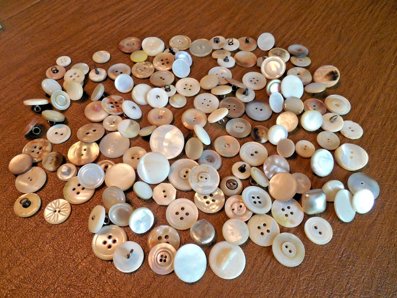 Antique Vintage Lot of 144 MOP Shell Buttons - White - Small to Medium