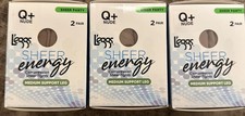 6 Pair NUDE Size Queen Q L'eggs Leggs Sheer Energy Sheer to Waist Pantyhose