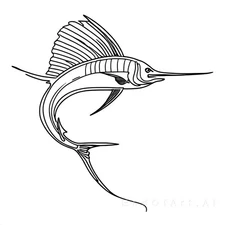 Minimalist Line Art Swift Ocean Sailfish Canvas Wall Decor Picture
