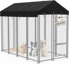 Outdoor Dog Kennel Cover 8'D X 4'W Black Dog Kennel Replacement Top Cover Waterp