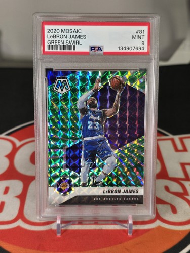 LeBron James [Green Swirl] #81 2020 Panini Mosaic card