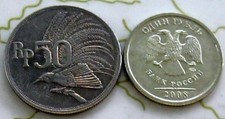 2COINS INDONESIA 50RUP 1971 & RUSSIA 1RUB 2008 UNC 210