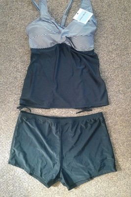 HANNA NIKOLE Women's Plus Size UK 28 Swim top with Shorts,  removable pads new