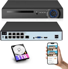 Fuers 8CH NVR 8MP PoE Video Recorder 1TB HDD for Home Security Camera System