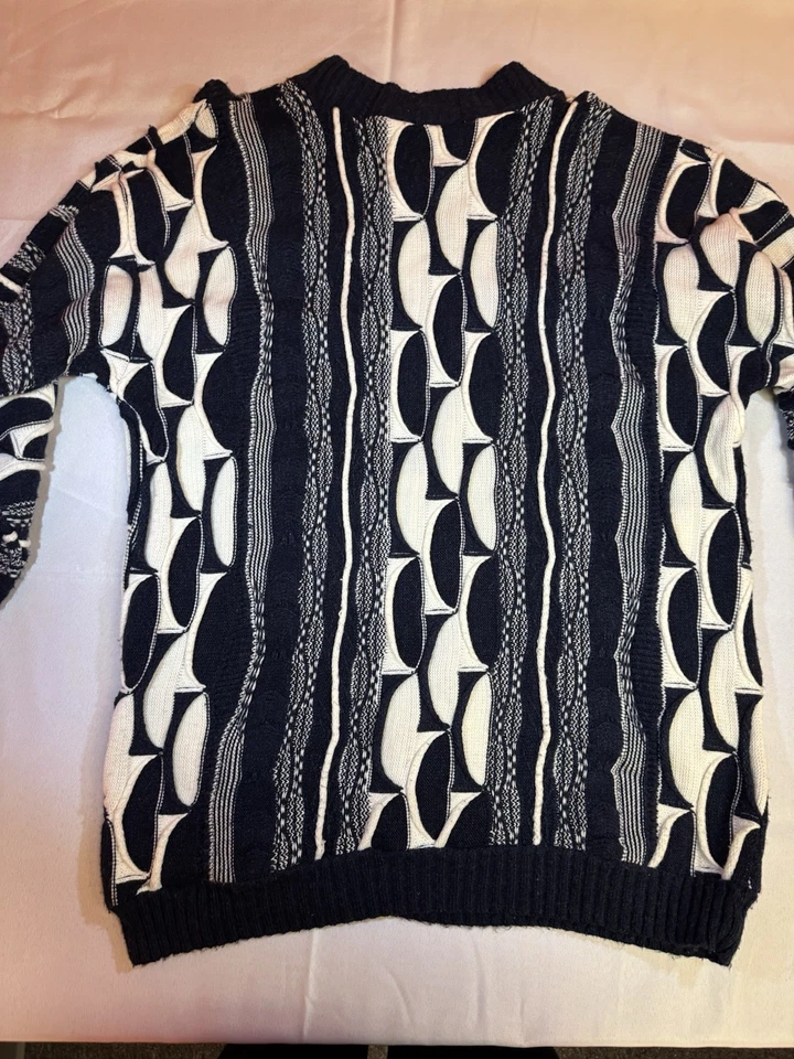 Suéter Tejido 3D Vintage COOGI Australia XXL Azul Marino Blanco Biggie Foto 2 de 4