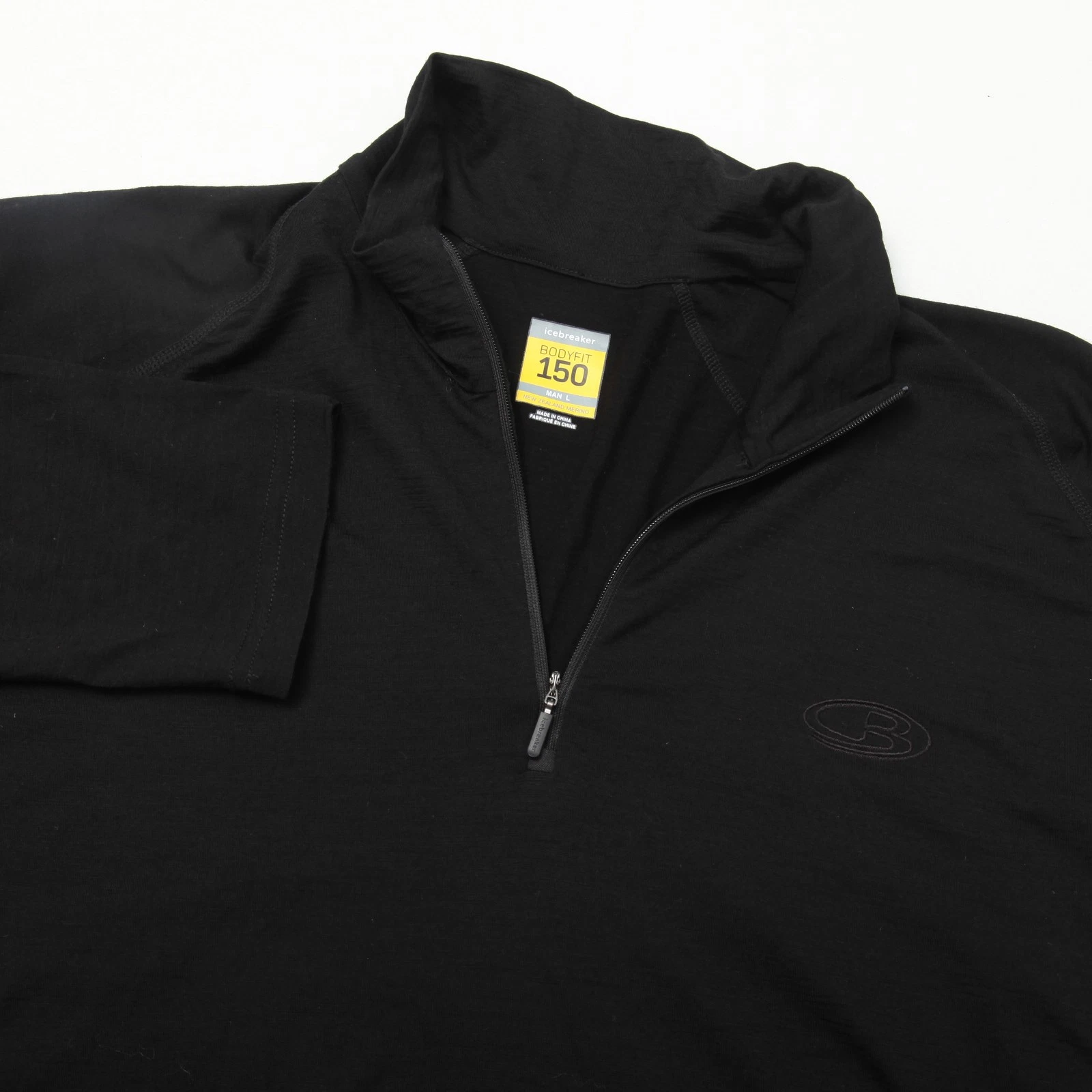 Icebreaker BODYFIT 150 Men's Black Merino Wool 1/4 Zip Activewear Top Size L