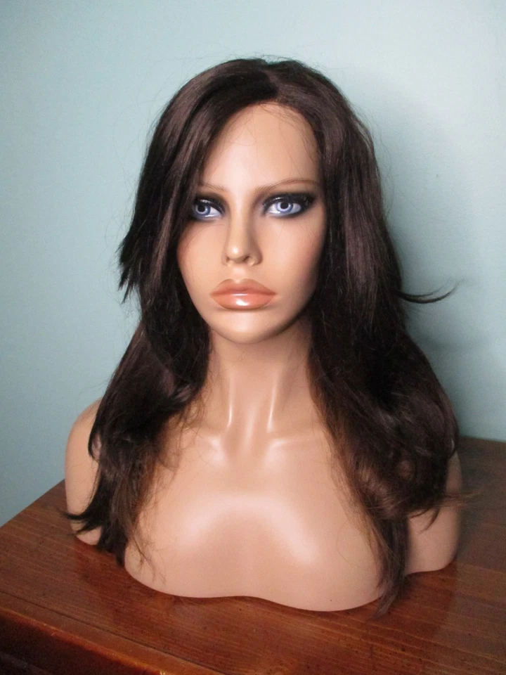 20" dark brown #5 long straight SWISS LACE FRONT WIG by MOTOWN TRESS - Image 2 of 4