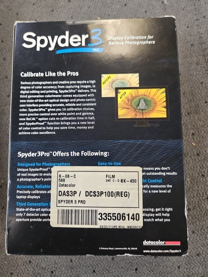 Datacolor SPYDER 3 Pro Computer Monitor Display Calibration for Photography - Image 2 of 4