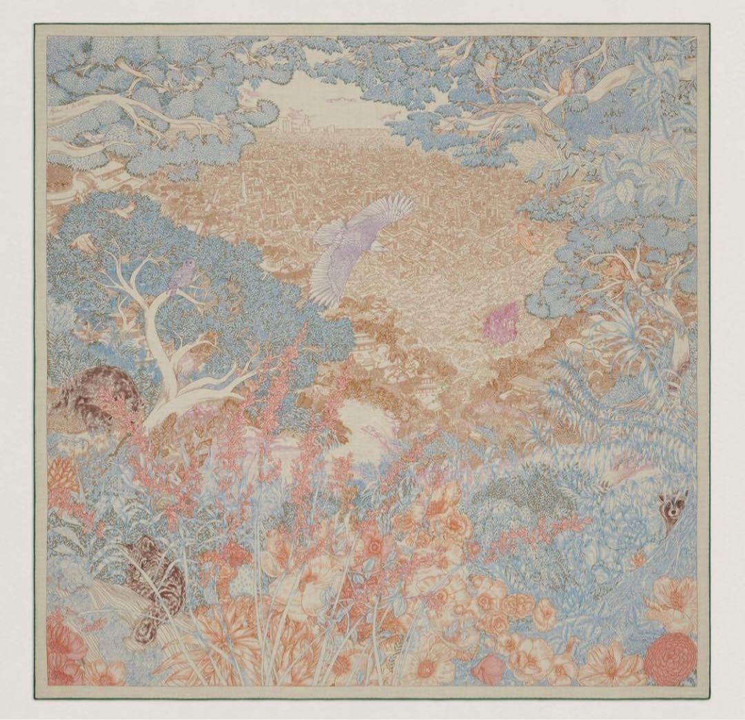 Hermes Shawl Retour a la nature 140 cm Cashmere silk scarf stole