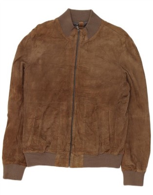 Conbipel Mens Suede Bomber Jacket IT 52 Large Brown Leather BC40