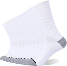 10P Pack Unisex Cotton Moisture Wicking Cushion Crew Socks