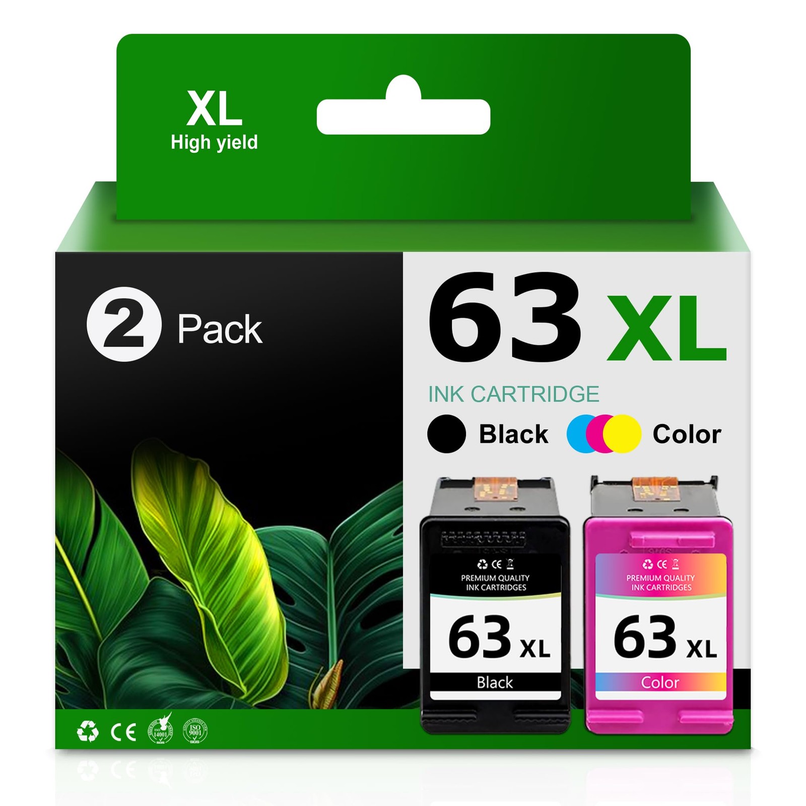 63XL Ink Cartridge Black and Color Combo Pack Replacement for HP Ink 63 XL fo...